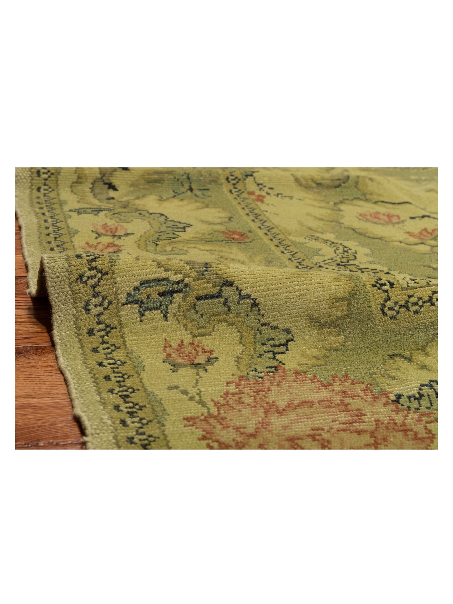 Vintage Green 8.4x10.1 Hand Knotted Rug