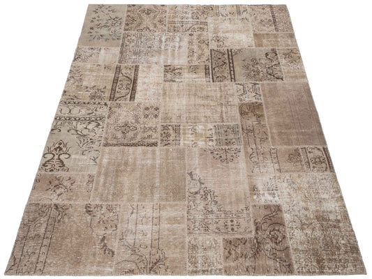 Patchwork Silver 8.2x9.10 Hand Knotted Rug