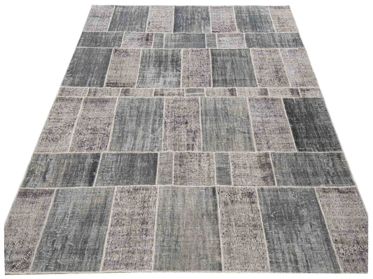 Patchwork Gray 8.11x10.9 Hand Knotted Rug
