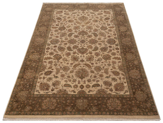 Jallira Ivory Brown 6.7x9.11 Hand Knotted Rug