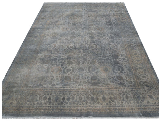 Vintage Gray 10.2x14 Hand Knotted Rug