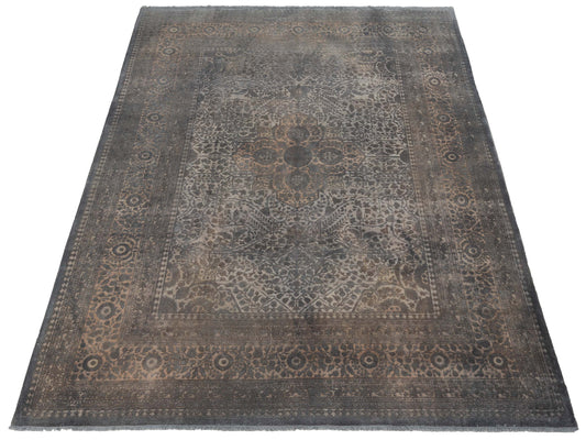 Vintage Dark Gray 9.1x12.2 Hand Knotted Rug