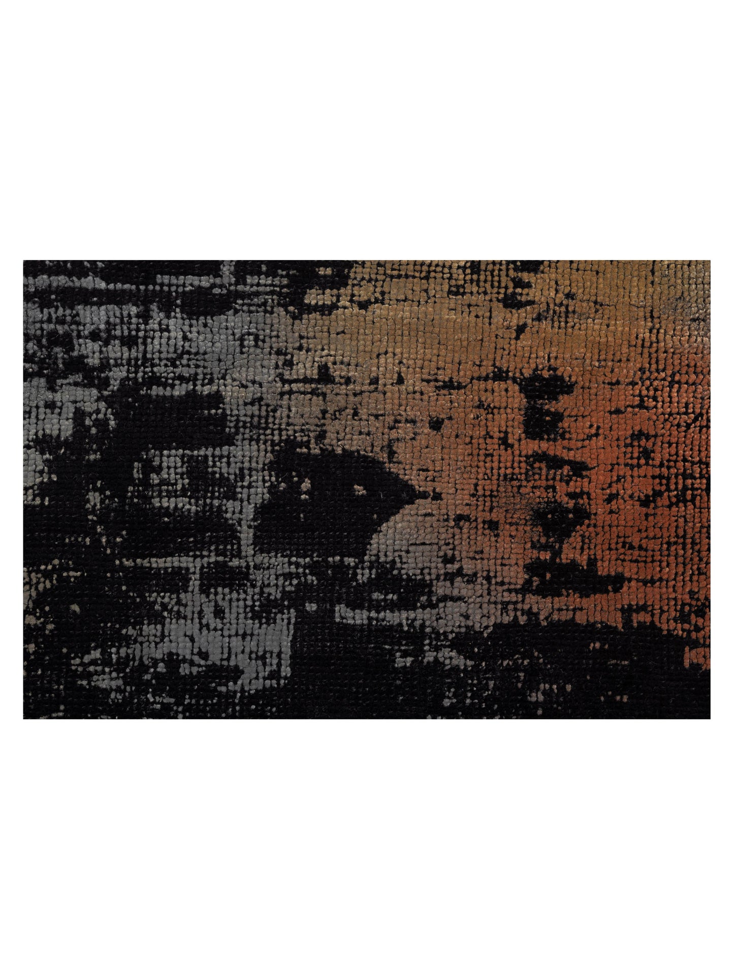 Vintage Black Gray 6.6x6.8 Hand Knotted Rug