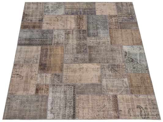 Patchwork Gray 8.3x9.11 Hand Knotted Rug