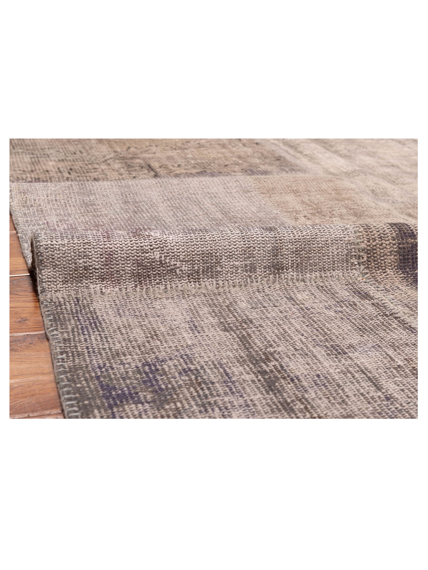 Patchwork Gray Ivory 6x8.9 Hand Knotted Rug