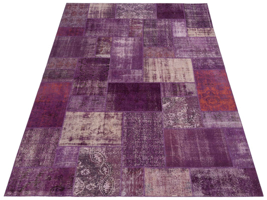 Patchwork Purple 9x12 Hand Knotted Rug