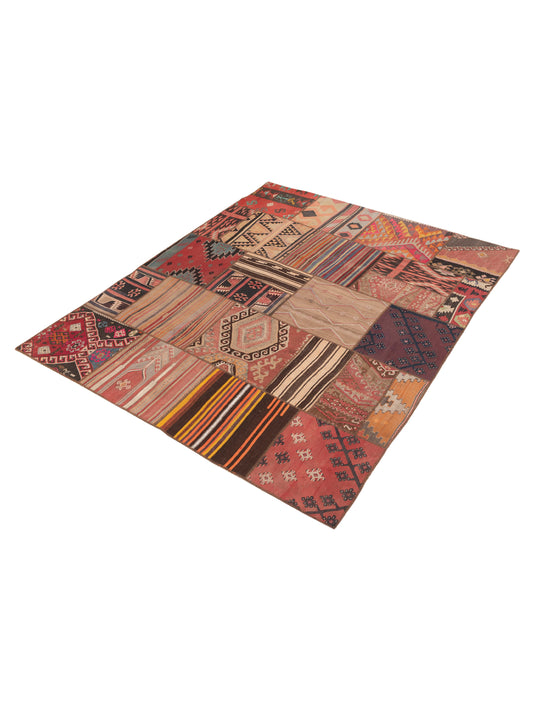Patchwork Multi 7.10x9.10 Hand Knotted Rug