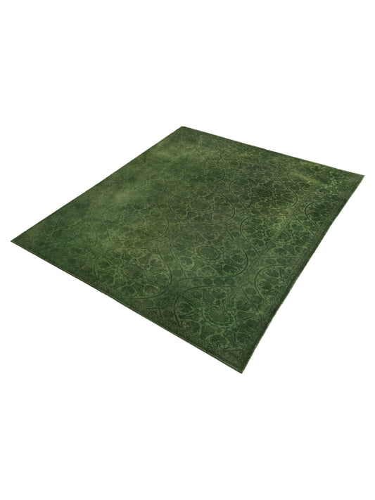 Rechromia Green Green 8.6x9.9 Hand Knotted Rug