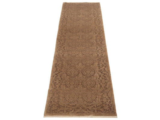 Defnera Dark Brown Brown 2.7x9.5 Hand Knotted Rug