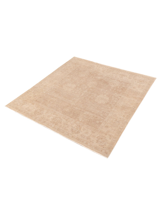 Lailora Brown Ivory 7.9x8.3 Hand Knotted Rug