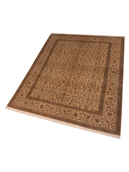 Pure Silk Beige 8x11 Hand Knotted Rug