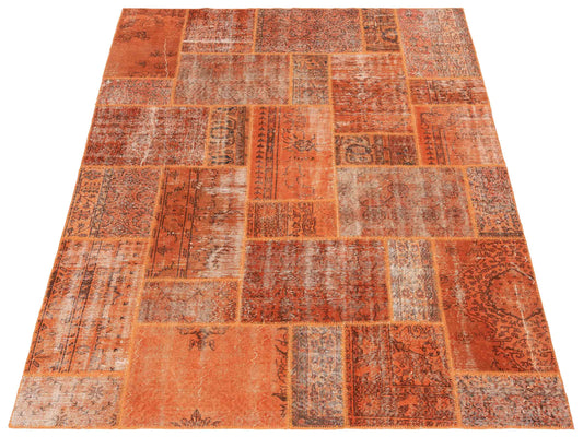 Patchwork Orange 8.2x9.10 Hand Knotted Rug