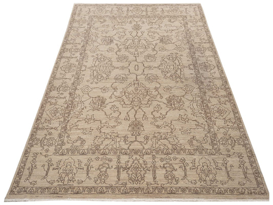 Elowen Beige Brown 8.1x9.11 Hand Knotted Rug