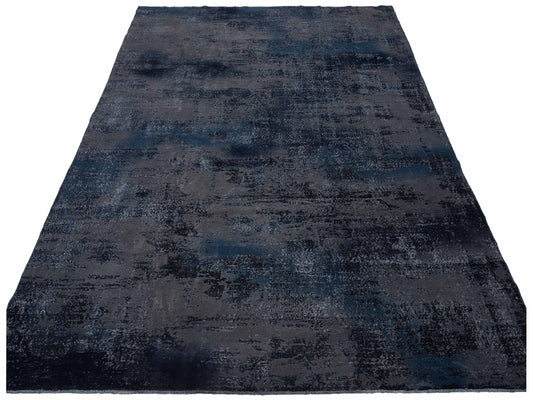 Vintage Black 8.10x12.6 Hand Knotted Rug