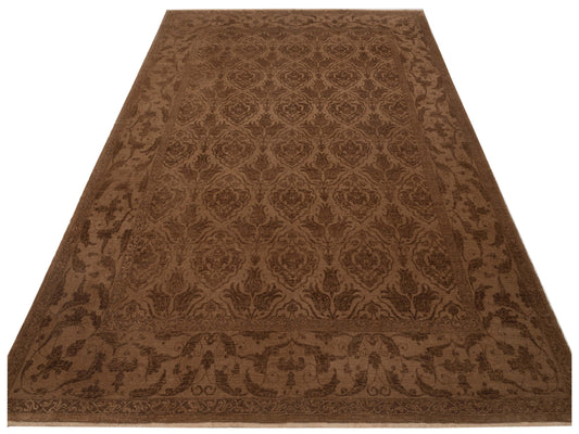 Defnera Brown Dark Brown 10.6x13.6 Hand Knotted Rug