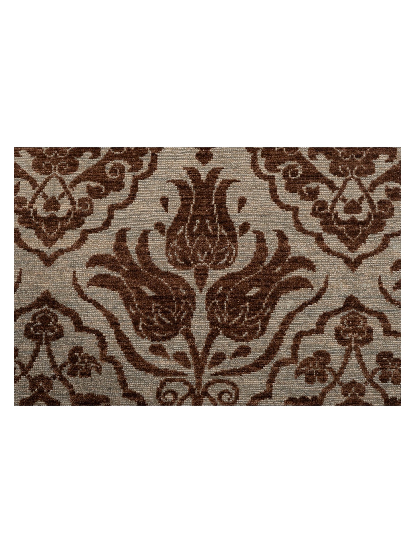 Defnera Ice Blue Brown 8.6x10.1 Hand Knotted Rug