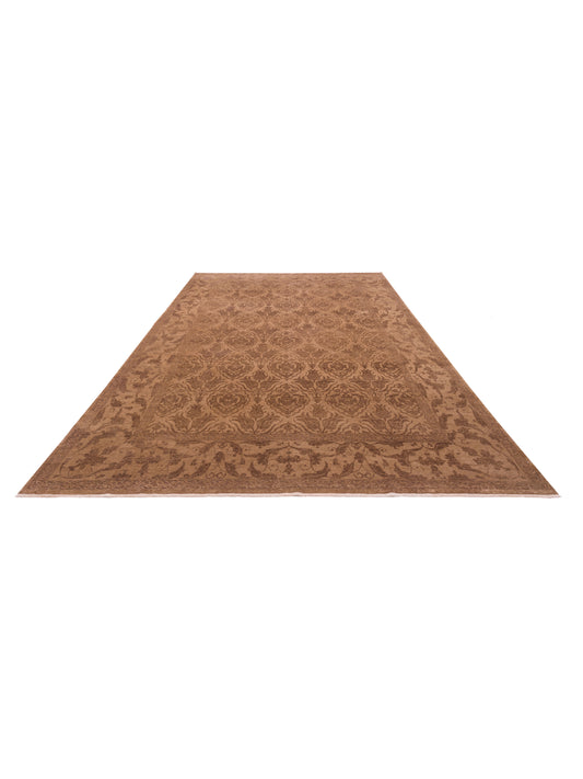 Defnera Brown Dark Brown 10.3x13.8 Hand Knotted Rug