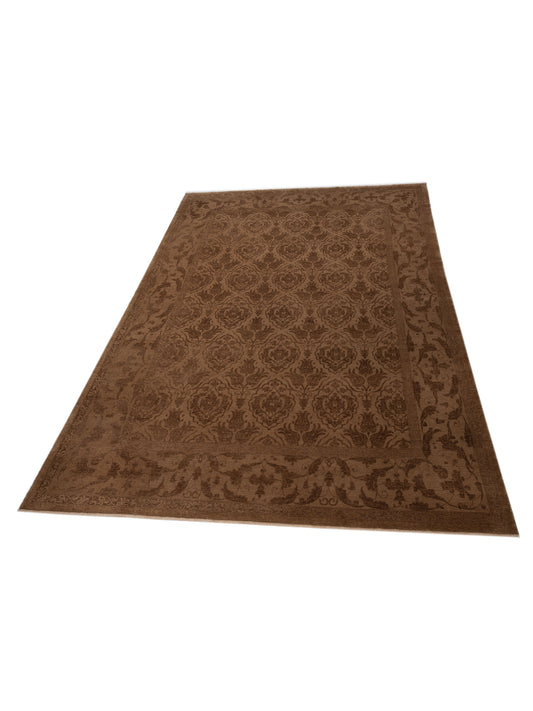 Defnera Brown Dark Brown 11.11x15 Hand Knotted Rug