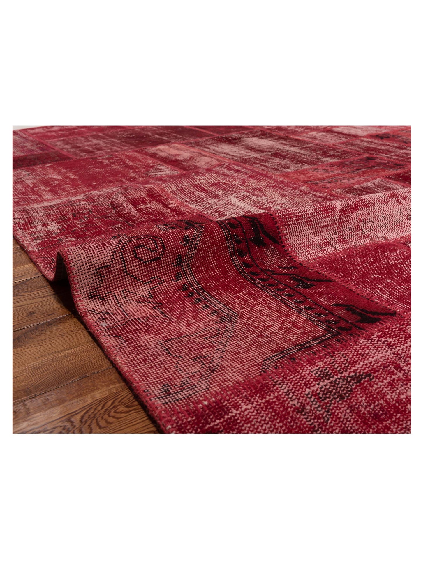 Patchwork Red 8x10 Hand Knotted Rug