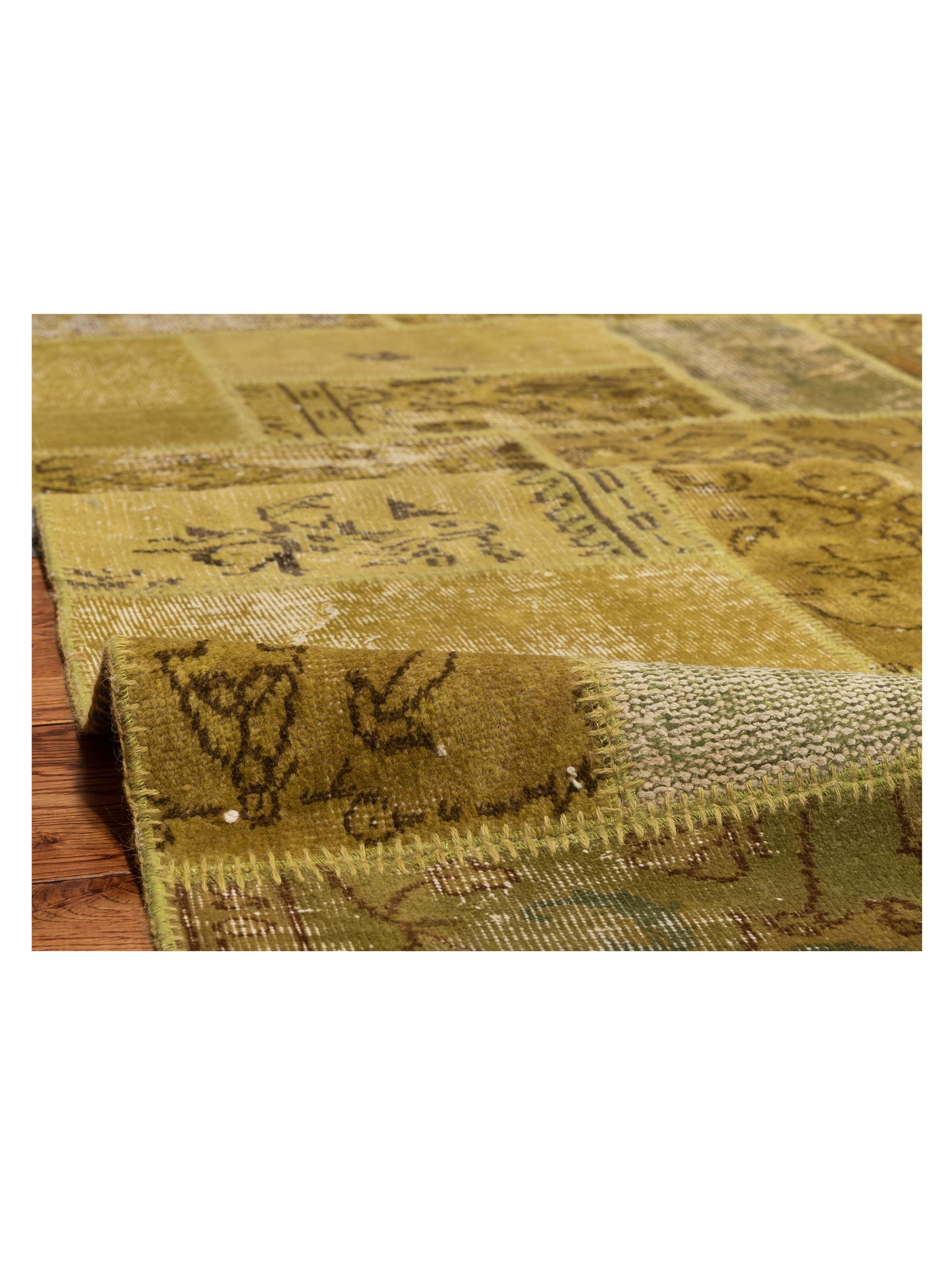 Patchwork Green 8x10 Hand Knotted Rug