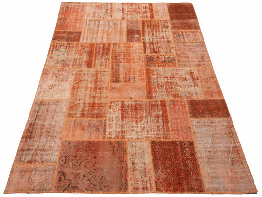 Patchwork Orange 8x10 Hand Knotted Rug