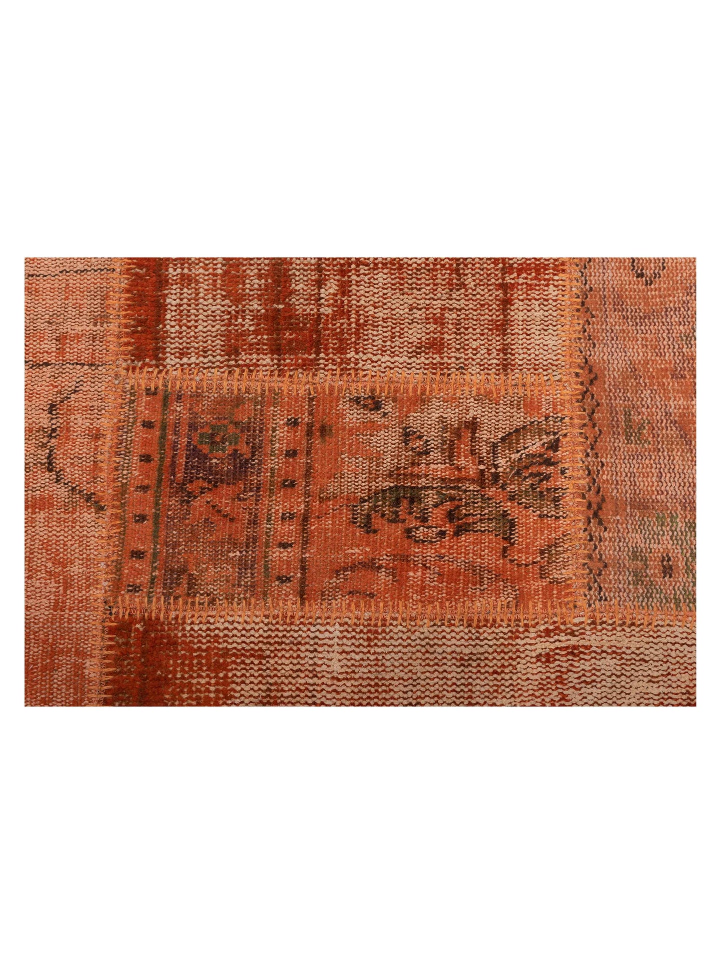 Patchwork Orange 8x10 Hand Knotted Rug