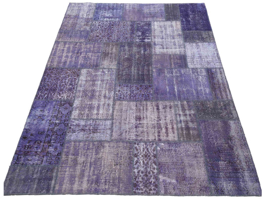 Patchwork Purple 8x10 Hand Knotted Rug