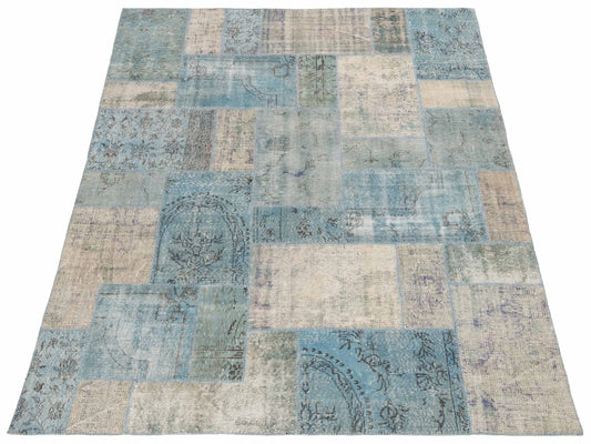 Patchwork Jean Blue 8x10 Hand Knotted Rug