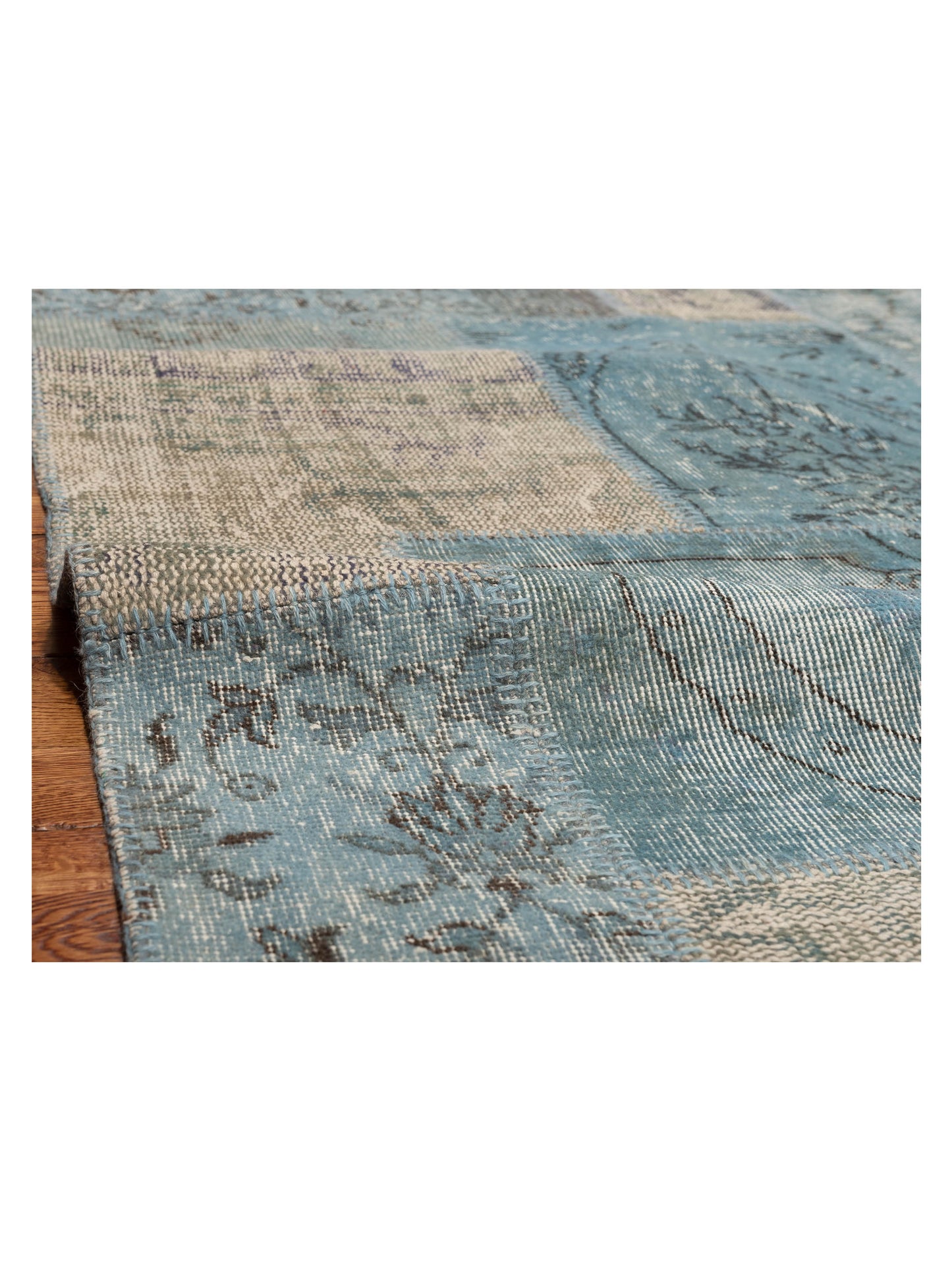 Patchwork Jean Blue 8x10 Hand Knotted Rug