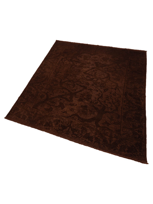 Vintage Dark Brown 6.8x7.9 Hand Knotted Rug