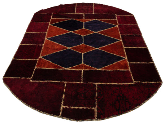 Patchwork Red 9x12 Hand Knotted Rug