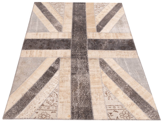 Patchwork Gray Gray 5.8x7.11 Hand Knotted Rug