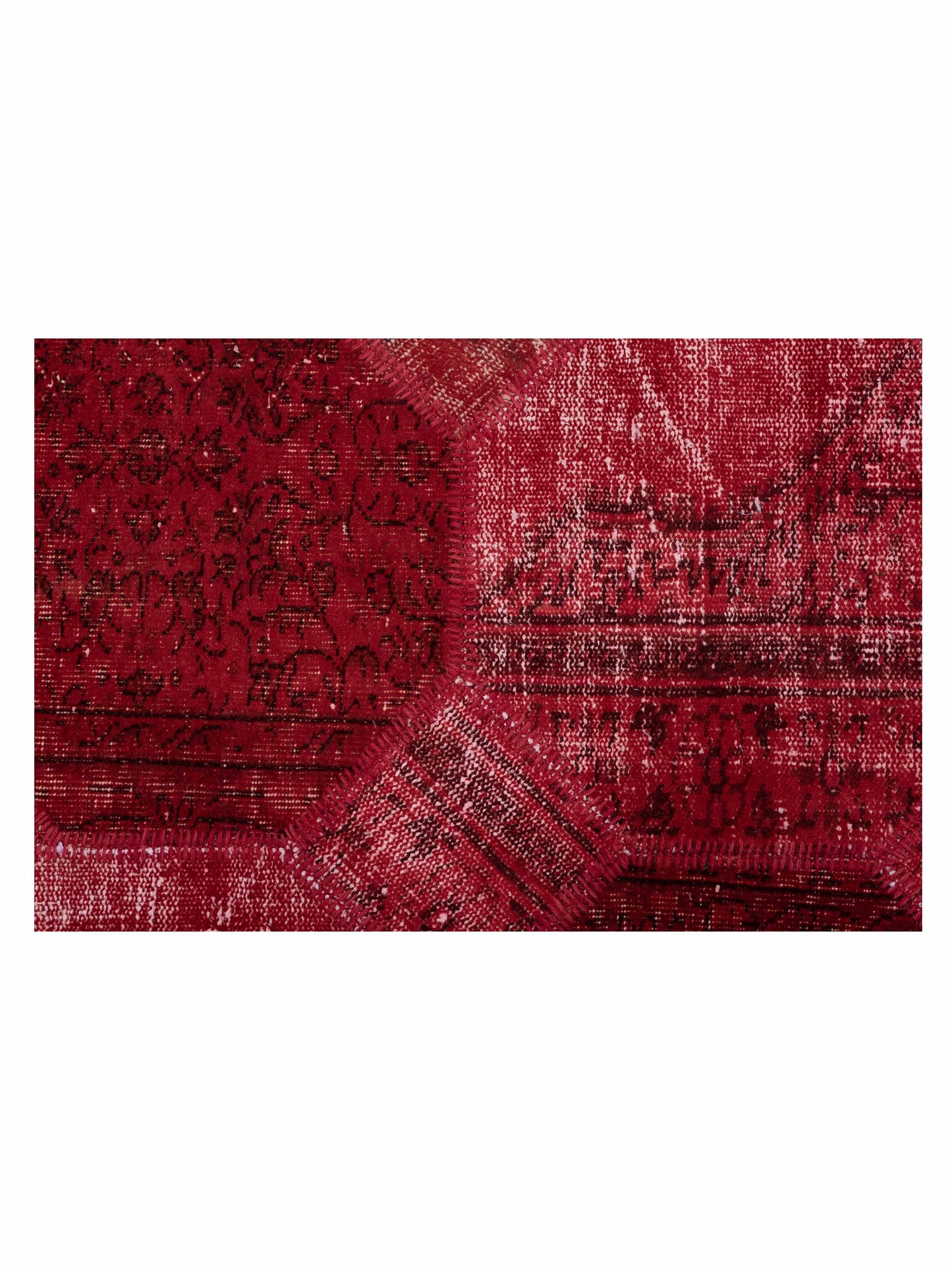 Patchwork Red Black 11x11.1 Hand Knotted Rug