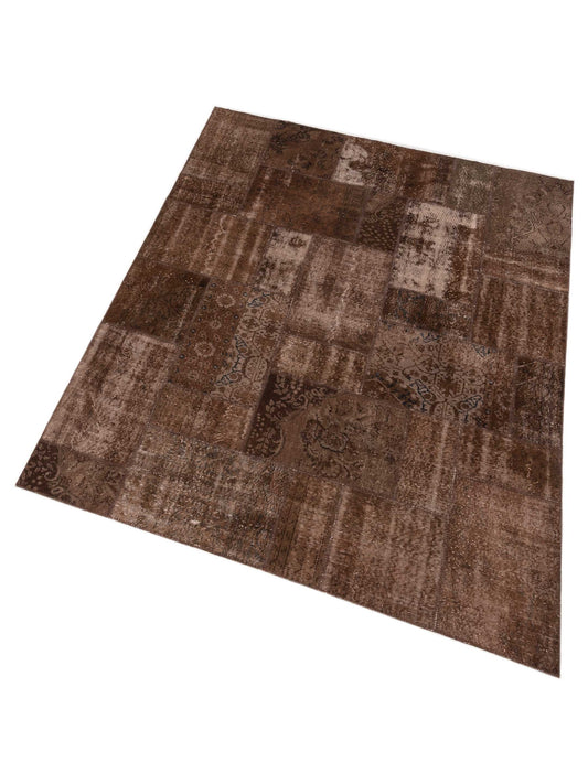 Patchwork Brown 8.3x9.10 Hand Knotted Rug