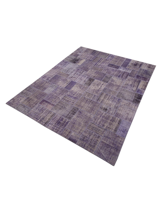 Patchwork Purple 12.2x14.11 Hand Knotted Rug