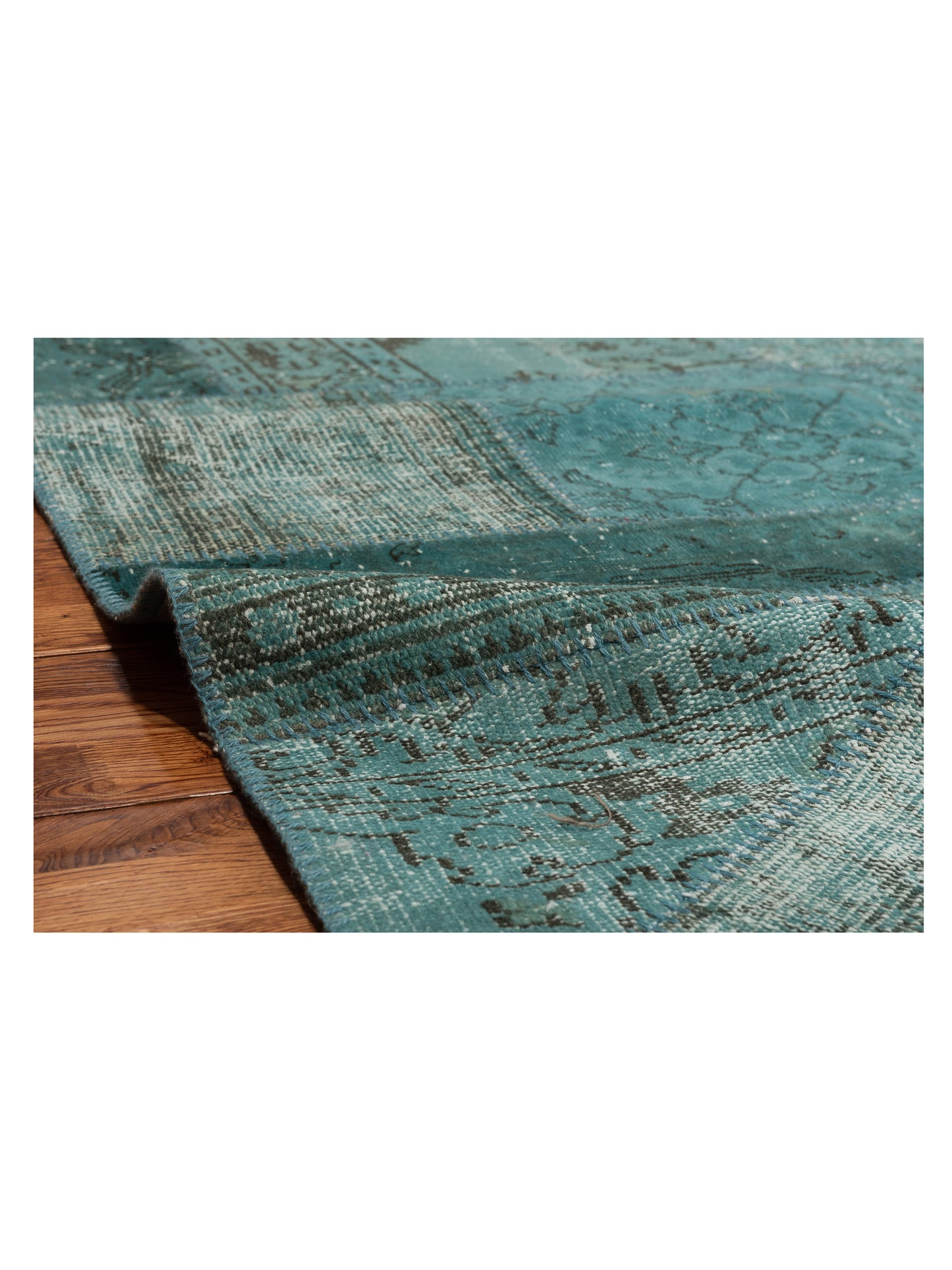 Patchwork Blue 9x12.4 Hand Knotted Rug