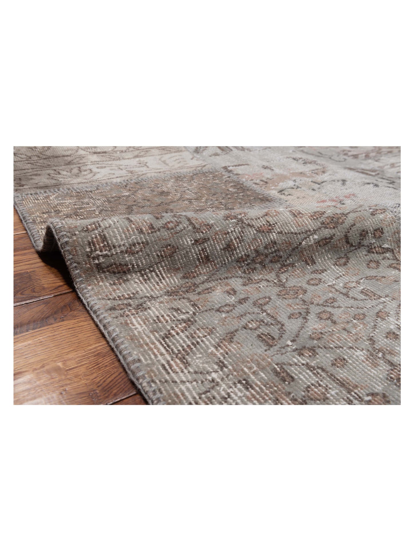 Patchwork Light Gray 8.2x9.10 Hand Knotted Rug