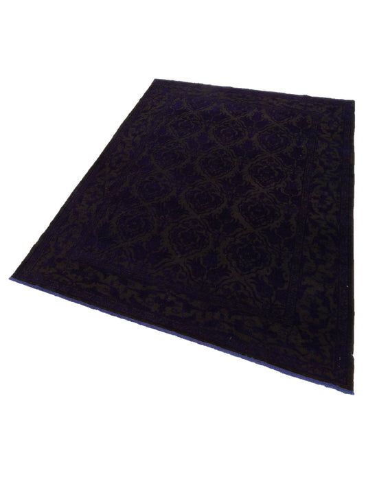 Rechromia Charcoal Purple 6.7x9.4 Hand Knotted Rug