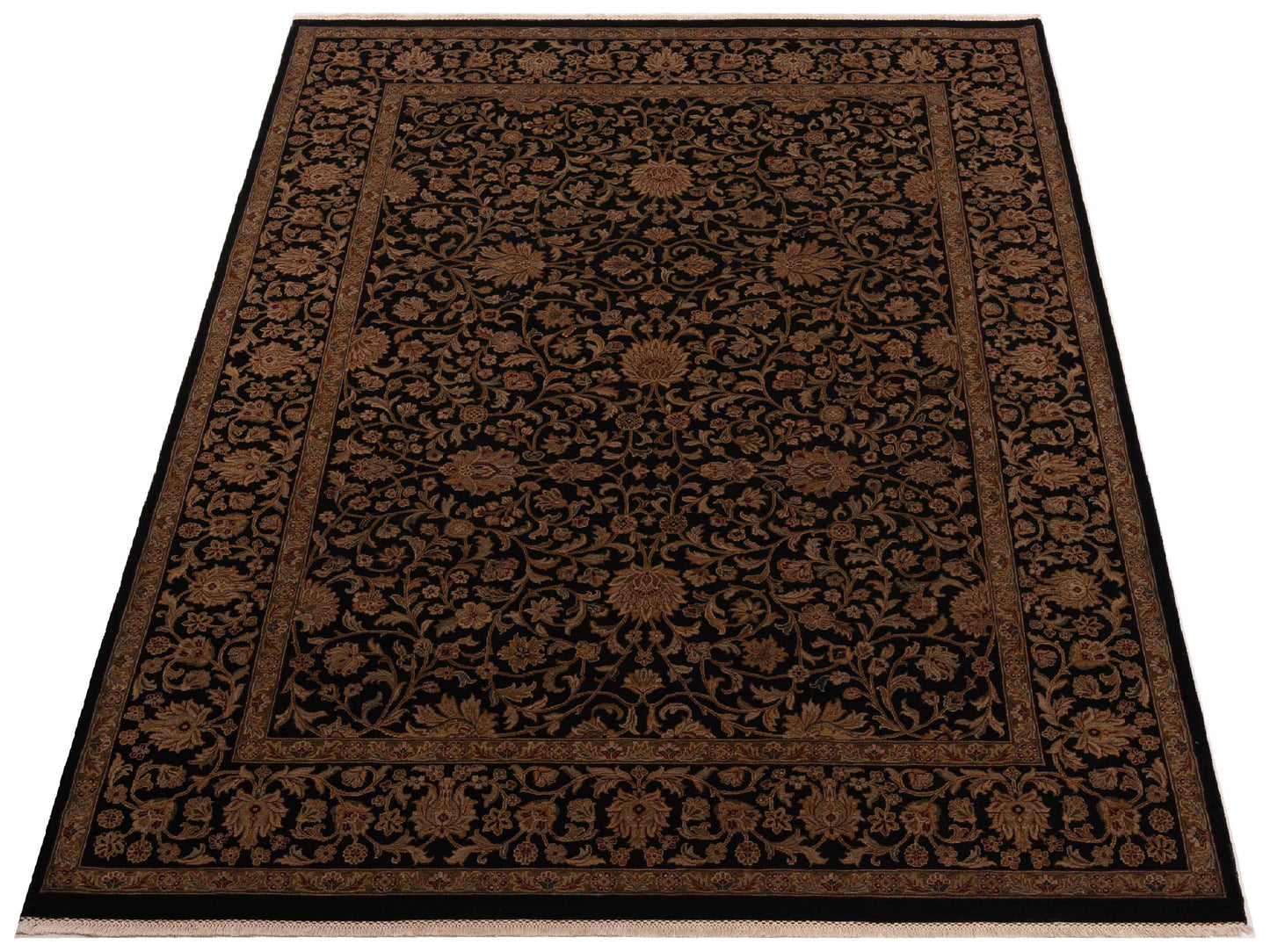 Javhera Black Black 8.7x11.8 Hand Knotted Rug