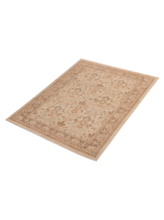 Lailora Beige Brown 5.1x6.8 Hand Knotted Rug