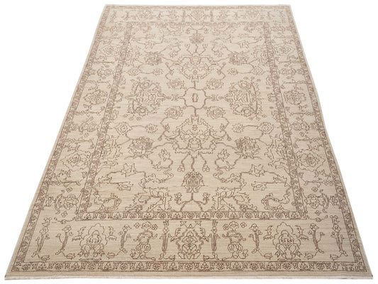 Elowen Ivory Brown 8.2x9.10 Hand Knotted Rug