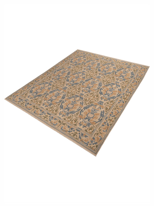 Petalyn Beige Beige 10.6x12.6 Hand Knotted Rug
