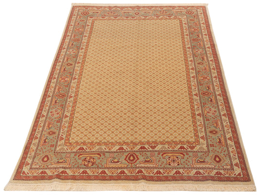 Antiqua Loom Beige Blue 6.9x8.4 Hand Knotted Rug