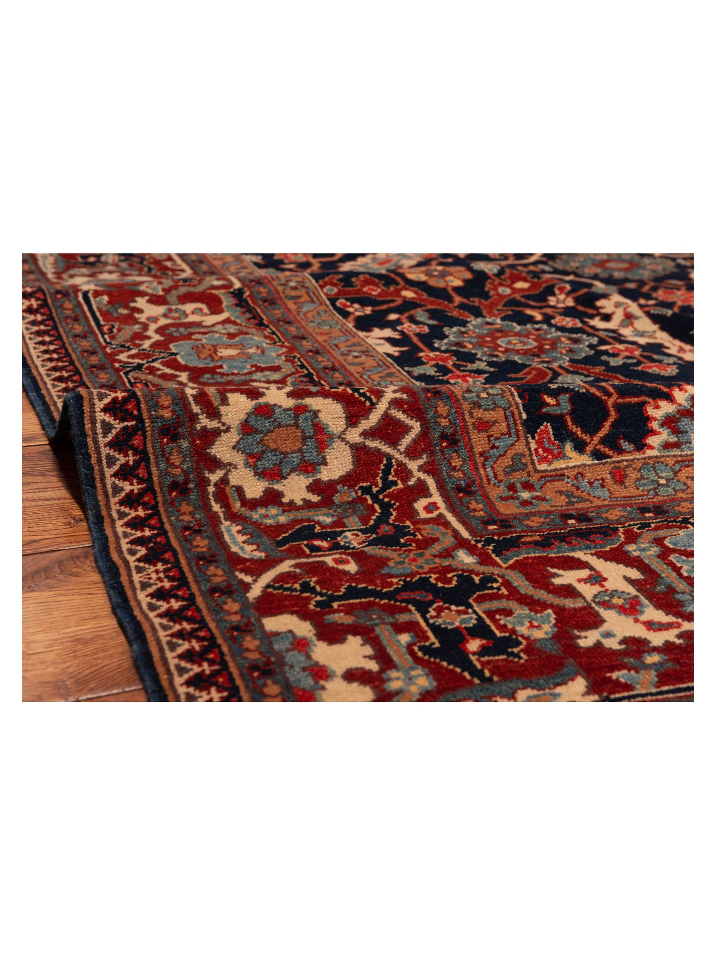 Antiqua Loom Navy Red 6.8x10 Hand Knotted Rug