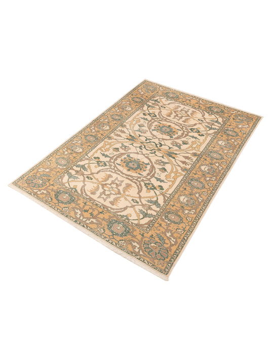 Antiqua Loom Ivory Gold 6.9x9.5 Hand Knotted Rug