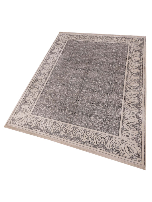 Tenzari Ivory Ivory 5.11x8.9 Hand Knotted Rug
