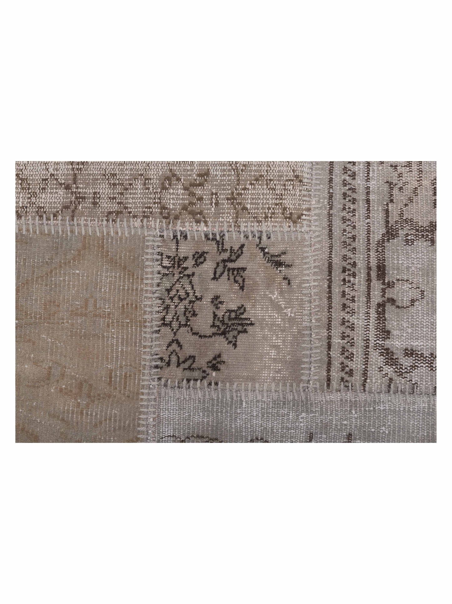 Patchwork Silver 8.3x9.10 Hand Knotted Rug