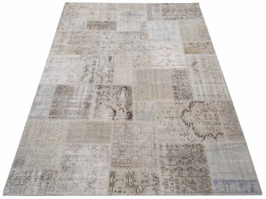 Patchwork Silver 8x9.10 Hand Knotted Rug