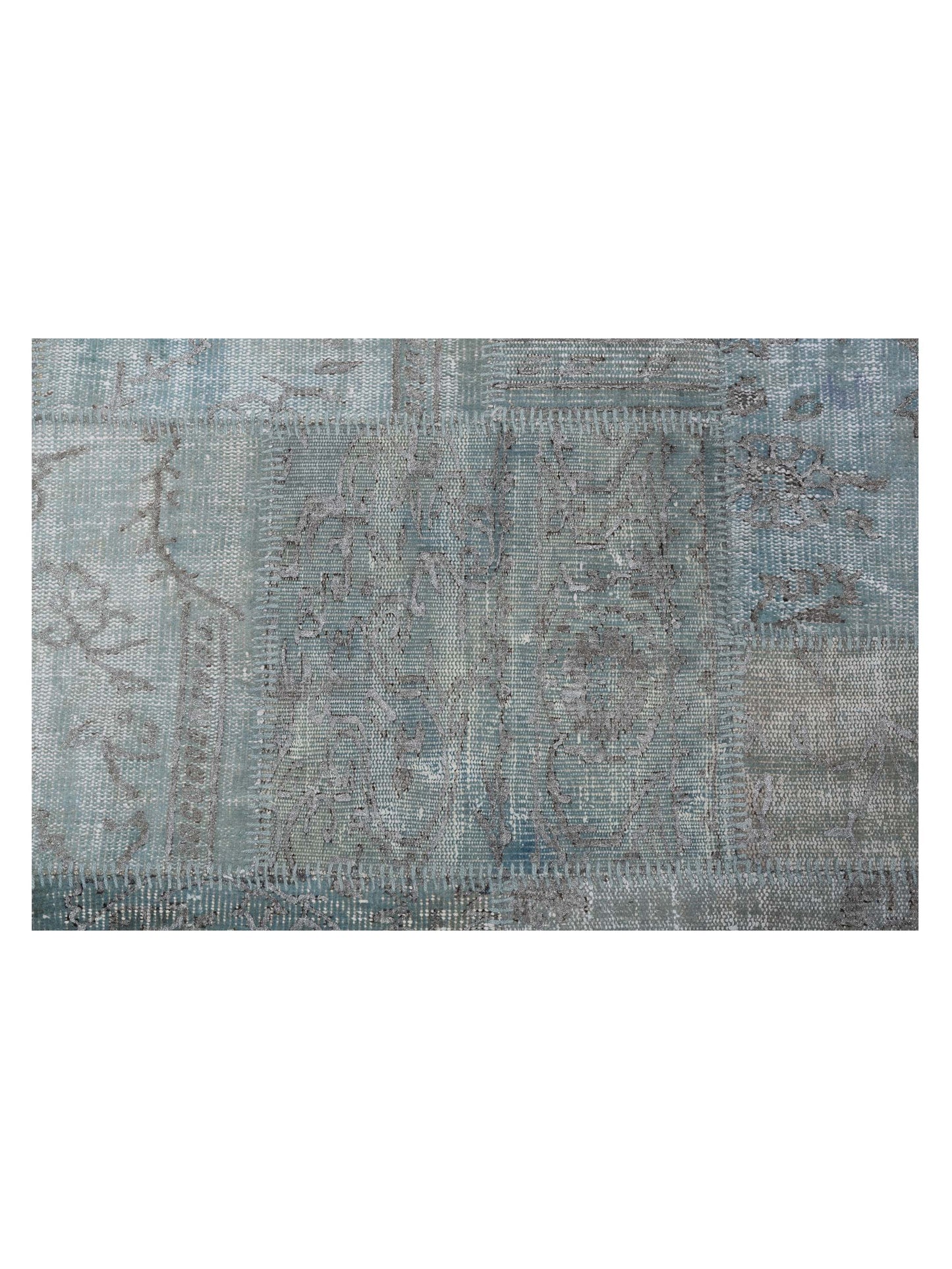 Patchwork Light Blue 8x9.10 Hand Knotted Rug