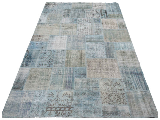 Patchwork Blue 9.1x12.2 Hand Knotted Rug